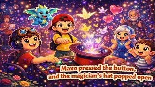 Enzo and the Joker Dragon : Maxo pressed the button, and the magician's hat popped open 🎩✨