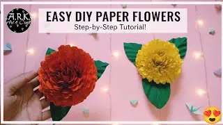 🏵️How To Make Paper Marigold Flowers & Origami Decor!💖Super Easy & Budget-Friendly Room Decor Idea!