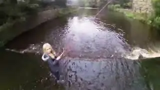 5 Year old girl fly fishing for trout - UK