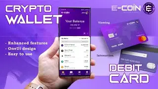 E-Coin Finance - Crypto Wallet & Debit Card concept presentation - 4K