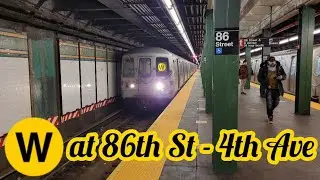 NYC Subway: R46 W Train at 86th Street - 4th Avenue (via R Line)