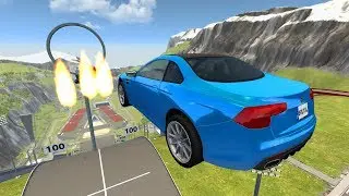 Jumping Cars Into Giant Ring Of Fire - BeamNG drive