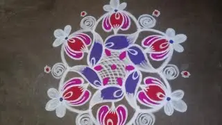 5*3 எளிய வண்ணமயமான அழகான ரங்கோலி கோலம் 