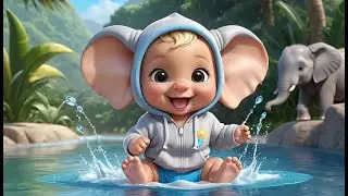 🐘 Baby Elephants Splashing in Water Land 💦🌴 | Fun Animal Song for Kids
