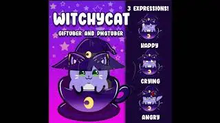Premade #giftuber  | #pngtuber  - Cute WitchyCat showcase