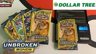 Dollar Tree Unbroken Bonds Pokemon Pack Weighing