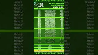 psl X schedule