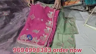 2026 ki #new fancy chiffon fabric traditional mor design work sarees #weddingsaree #partywear #art