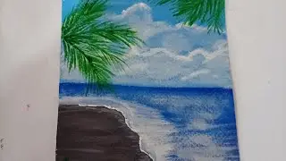 Easy Beach View Painting for beginners| Canvas #canvasgallery #youtubeshorts #art 