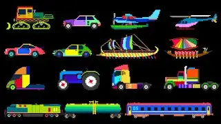 Rainbow Vehicles 2 | Pixel Art Trucks, Ships, Seaplane And More 8-Bit Sounds
