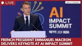 French president Emmanuel Macron addresses India AI Impact Summit opening in New Delhi
