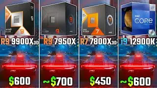 RYZEN 9 9900X3D vs RYZEN 9 7950X vs RYZEN 7 7800X3D vs i9-12900K | Test in 6 Games