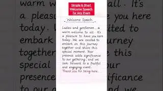 Welcome Speech in English | Simple & Short Welcome Speech for Any Event