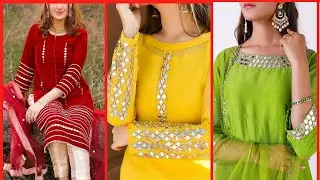 Latest Mirror Work Dresses Designs ||Mirror Work On Sleeves And Neck And Full Kameez