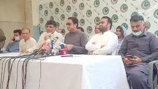 (PTI) Karachi member Sindh Assembly Bilal Ghaffar is addressing an emergency press conference