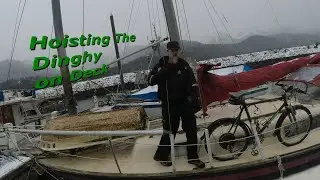 Hoisting the Lambo Dinghy on Deck