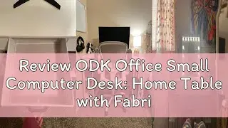Review ODK Office Small Computer Desk: Home Table with Fabric Drawers & Storage Shelves, Modern Writ