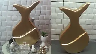 VASO DE LUXO FEITO COM GARRAFA PET E PAPELÃO