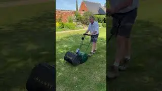 The Allett Cambridge scarifying a lawn in Cambridge #allettmowers #lawncare #lawn #cambridge