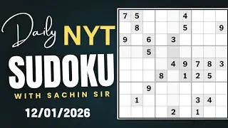 Today 12th January New York USA Singapore UK Canada times hard Sudoku puzzle solution well explained