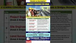 Free visa Urgently Required for Oman Engineer( project,Site,Material) Land surveyor