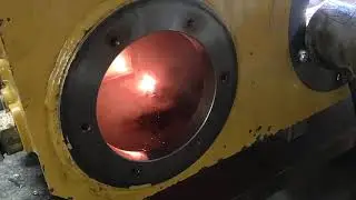 Tig welding inside hydraulic tank. Fabtek/Cat