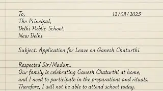 Ganesh Chaturthi Leave Application in English | School Leave Letter Writing