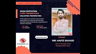 Invitation for Zoom Webinar||2 Mint Presentation||Unlimited Prospecting||Hafiz Shahid Batch training