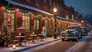 1950s Christmas Street Caf&eacute; 🎄 Cozy Retro Holiday Music (Elvis-Style Vocals & Romantic Vibes)