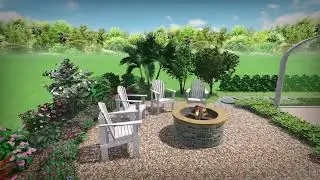 3D Design Tour: Backyard Oasis with Putting Green, Fire Pit & Fountain!