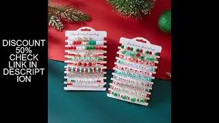 10 Pcs Christmas Crystal Beaded Stackable Bracelet For Women Santa Claus Xmas Tree Snowflake Letter