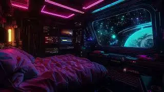Sleeping in a Spaceship | Galaxy Nebula View & Deep Space Ambience for Relaxation