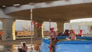 Pop-up pool keeps homeless cool during Portland heat wave