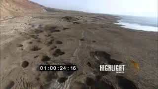 HD Aerial footage of israel: Dead Sea sinkholes
