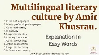 Multilingual literary culture by Amir Khusrau,  Multilingual literary culture Theory Explanation.