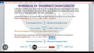 True length calculation with different incorrect chains in chain surveying | Numerical Solution