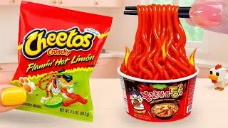 Korean Street Food - Best Tiny Samyang Carbonara Buldak Noodles and Chicken | Mini Kitchen