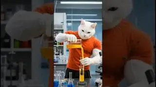 Ginger cat working in lab.🐈#cats #catvideos #catshort #aicat #ginger #ai #subscribe #youtube #meow