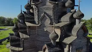 Wooden Village Rises Around Rebuilt Russian Cathedral