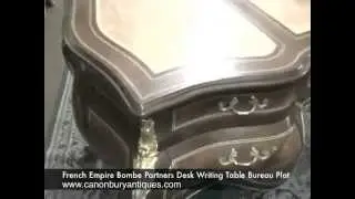 French Empire Bombe Partners Desk Writing Table Bureau Plat