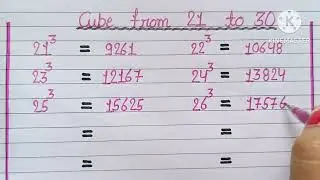 Cube of 21 to 30 || cube from 21 to 30 