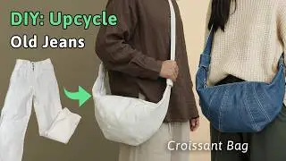 Upcycle Old Jeans into a Croissant Bag | Hobo Bag Sewing Tutorial + Pattern Making