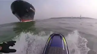 Jet Ski driver gets too close to Cruise Ship