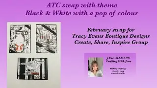ATC swap cards with theme black & white with a pop of colour