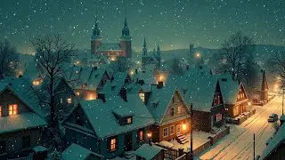 Cozy Winter Night Guitar Music for Sleep - Relaxing Snowfall Background