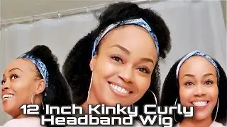 12 INCH KINKY CURLY HEADBAND WIG FT. MSFAN HAIR | AMAZON | EASY & AFFORDABLE WITH NO GLUE INSTALL