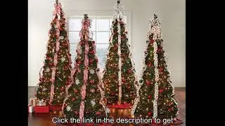 BrylaneHome Christmas Fully Decorated Pre-Lit 6-Ft. Pop-Up Christmas Tree, Red White
