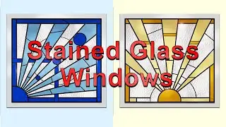 Art Deco Blue Stained Glass Sunburst | Modern Geometric Window Panel Design