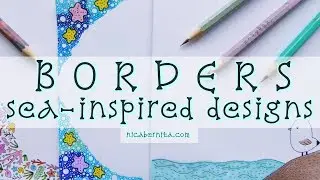 FRAMES & BORDER DESIGNS ON PAPER 🌊  PROJECT FILE DECORATION IDEAS 🌴OCEAN DOODLE ART (Crafty Nica)