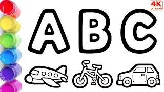 ✈️ 🚲 🚗 Letters A, B, C for Airplane, Bicycle, Car Picture Drawing, Painting, Coloring for Kids